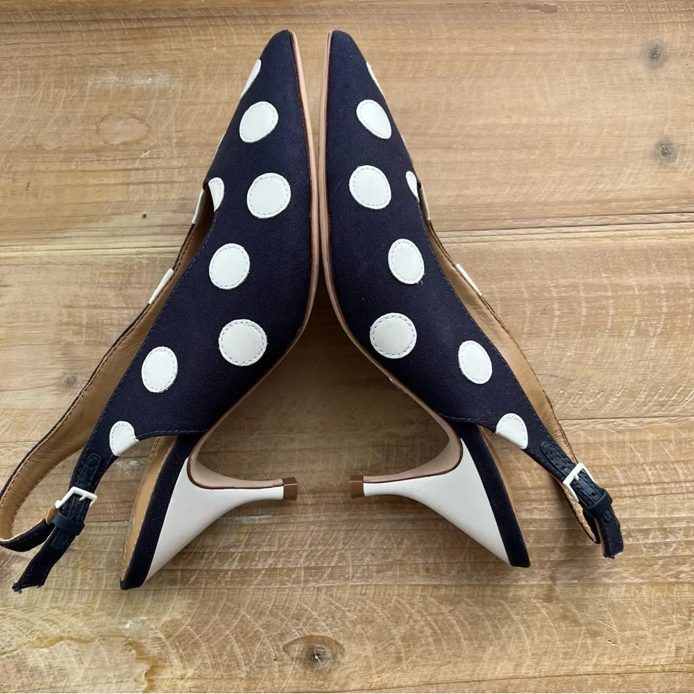 Tory Burch Spencer Slingback Pump in Navy Dot Size 6 - Picture 8 of 13